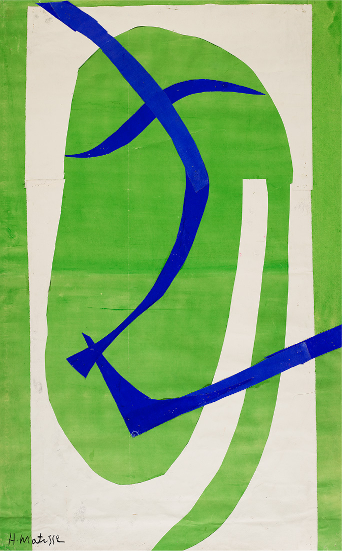 アンリ・マティス《日本の仮面》1950年初頭 切り紙絵、79.5 × 49.5 cm、個人蔵 © Succession H. Matisse　© 2022 Christie’s Images Limited