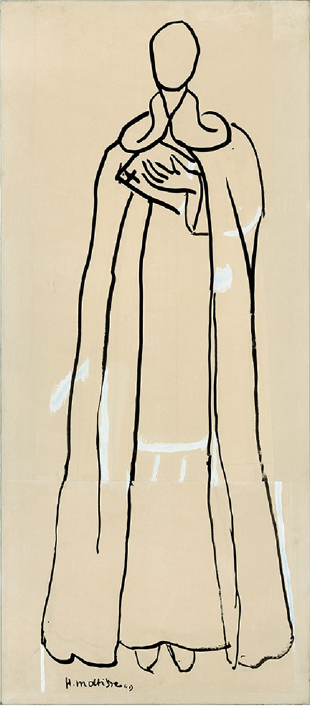 アンリ・マティス《聖ドミニクス》1949年 筆と墨／紙、300 × 134.5 cm、ニース市マティス美術館蔵 © Succession H. Matisse　Photo: François Fernandez